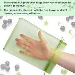 Fruit Protection Bags Green Mesh Fruit Tree Bags Drawstring Garden Netting Cover