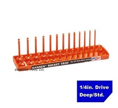 Hansen Global 1/4″ Drive Socket Tray Holder Set Metric SAE Standard Deep Orange