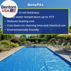 In the Swim 12′ X 24′ Premium Blue Rectangle Solar Pool Cover 12 Mil for Solar H