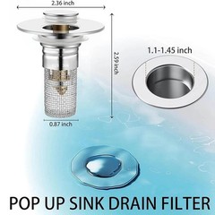 2-Pack Bathroom Sink Stopper Hair Catcher Bathroom Pop Up Sink Drain Filter US