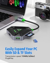Multiple USB C Hub, USB Docking Station with HDMI Adapter, 3 USBA 3.0 Splitter D