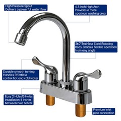 4inch Basin Sink Faucet Plastic Mixer Tap Bathroom RV Sink Faucet Dual Handles