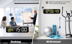 15.2″ Lar Digital Wall Clo with Seconds, App & Remote Control,