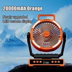 20000mAh Camping Fan Rechargeable Portable Fan with Remote LED Lights & 4 Speeds