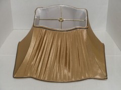 BEAUTIFUL SHANTUNG GOLD PLEATED SILK FABRIC RECTANGULAR LAMP SHADE SOME FLAWS