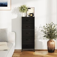 5 Drawer Dresser with Fabric Bins Sturdy Steel Frame Storage Organizer Chest