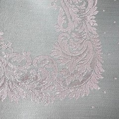 Vtg Reversible Gray Pink Damask Banquet Set 9.5 Ft Tablecloth & 11 Napkins