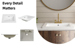 21″x18″ White Drop-In Bathroom Sink Ceramic Rectangular 4″ Centerset Faucet Hole