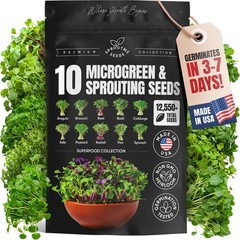 Microgreens & Sprouting Seeds Variety Pack, 10 Varieties, Non-GMO, 12550+ Seeds