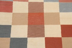 Checkered Oriental Area Rug 4×6 Hand-knotted Wool Modern Style for Any Room