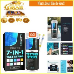 AquaDoc 7-in-1 Pool & Spa Strips 200 Count Water Testing Kit