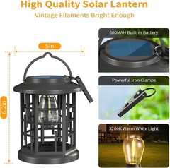 2 Pack Solar Powered Waterproof Outdoor Hanging Lanterns – Warm White Solar LED