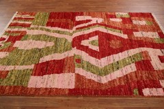 Abstract Moroccan Area Rug 5×8 Hand-knotted Wool Oriental Carpet for Any Room