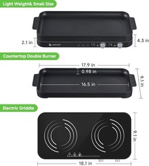 Double Induction Cooktop with Removable Griddle Pan Non-stick, 1800W 2 burner…