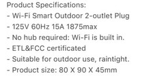 Good Choice Wi-Fi Smart Outdoor 2-Outlet Plug No Hub Required Apple/Google NIB