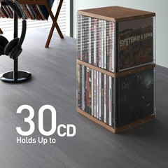 Retro Walnut CD Holder Desk Rack Organizer Storage Shelf Tower 30 Pcs