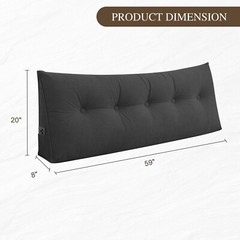 Corduroy Bed Wedge Pillow Headboard Bolster Back Rest Cushion Pillow f Sofa Bed