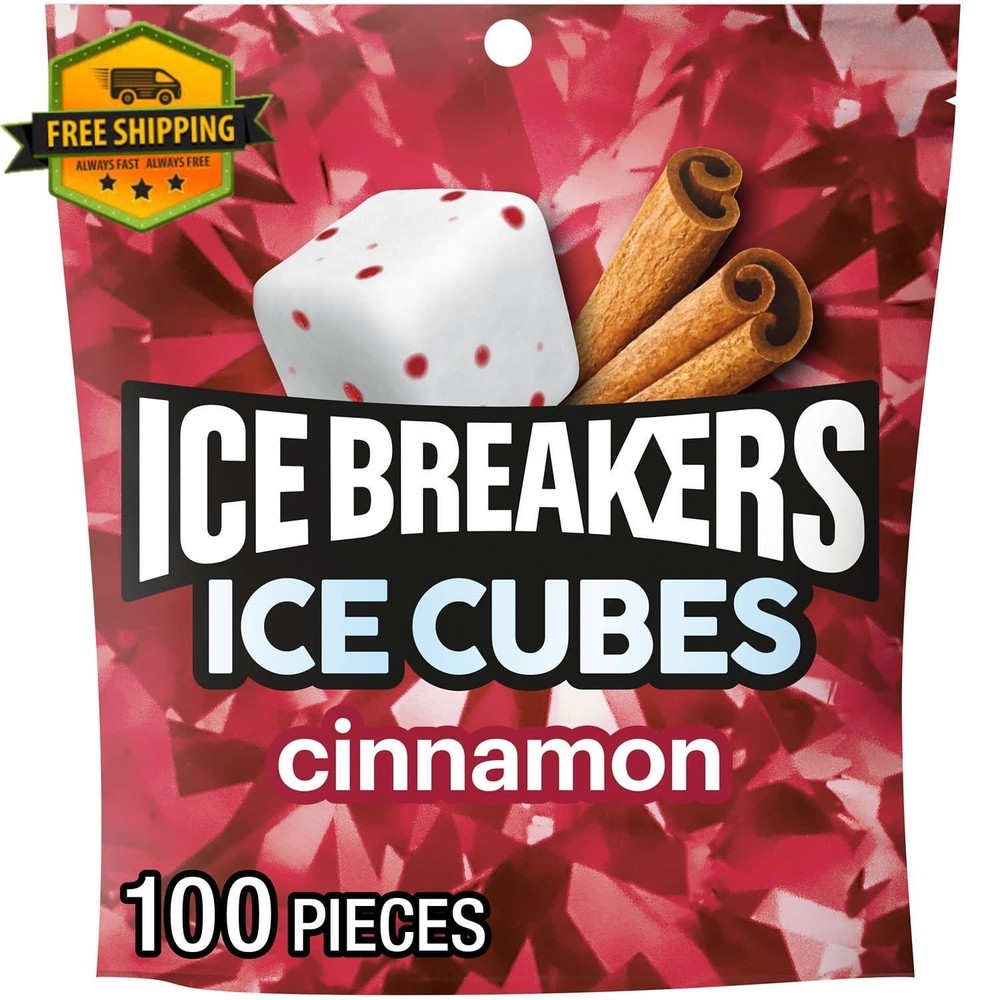 Ice Breakers Ice Cubes Sugar-Free Cinnamon Chewing Gum – 8.11 oz Pouch