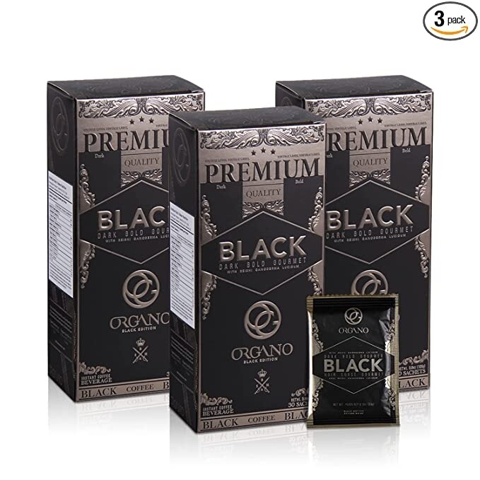 3 Box Organo Gold Gourmet Black Coffee, Organic 100% Certified, 105g – 30 bags (