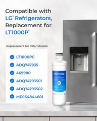 Waterdrop Refrigerator Water Filter, Replacement for LG® LT1000P®, Pack of 3