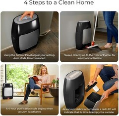 EyeVac Air 2-in-1 HEPA Air Purifier & Touchless Vacuum Automatic Dustpan Black