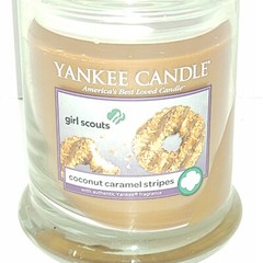 Yankee Candle Girl Scouts Coconut Caramel Stripes Scented candle tumbler 8 oz