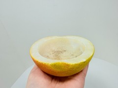 Antique Italian Alabaster Stone Half Apple w/ Wedge Slice Trinket Bowl Sculpture