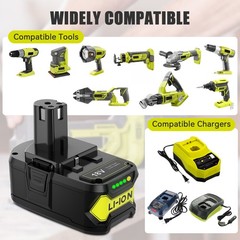 6Ah-12Ah For Ryobi 18V High Capacity Lithium-Ion Battery Includes Charger P108