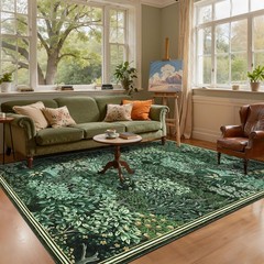 Forest Rugs 5×7, Dark Green Washable Area Rugs for Living Room 5×7, Botanical.