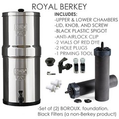 Royal Berkey Unit- w/ BOROUX. foundation. Black Filters