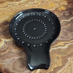 Ciroa Chef’s Kitchen Black Stoneware Spoon Rest Modern Solid Less Than 10 in