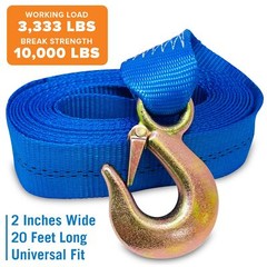 Boat Trailer Winch Strap with Hook Replacement 2″ x 20′