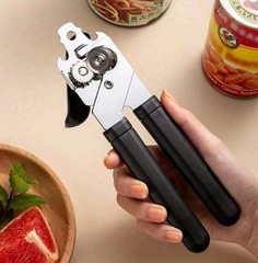 Manual Can Opener Black Handles Stainless Steel Plastic Less Than 10 in