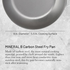 MINERAL B Pro Carbon Steel Fry Pan – 8″ Made in France for Perfect Cooking