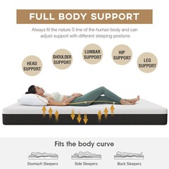 Gel Memory Foam Mattress with Removable Cover Medium Firm Support & Pressure