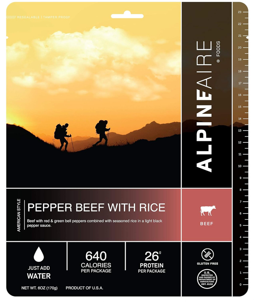 AlpineAire Foods Pepper Beef with Rice-Dried/Dehydrated Entrée Meal – pack of 6