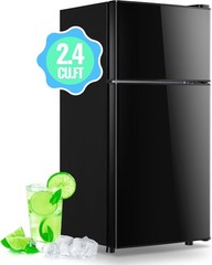2.4 Cu.Ft Double Door Mini Fridge with Freezer Black