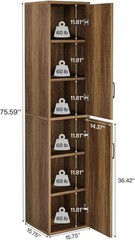 75″ Tall Narrow Storage Cabinet, Farmhouse Pantry Utility Cabinet for Kitchen