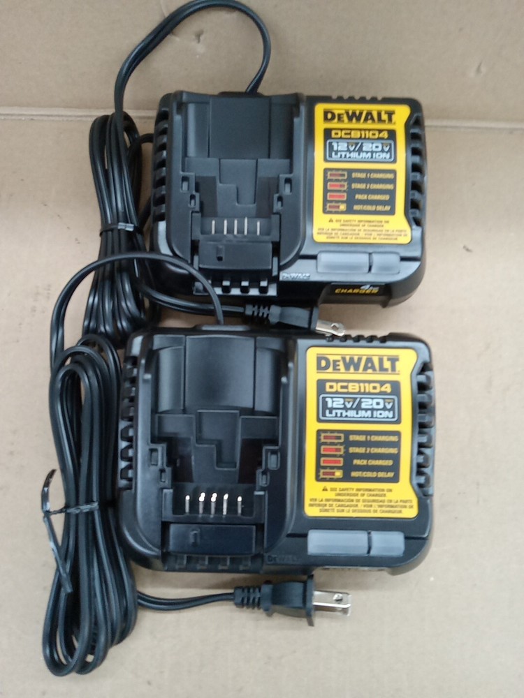 Dewalt DCB1104, 12V/20V Lithium Ion Battery Charger (Lot of 2), New Genuine OEM