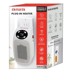 7.87 in Electric Outlet Ceramic Plug-In Space Heater, LCD Digital Screen, Up to