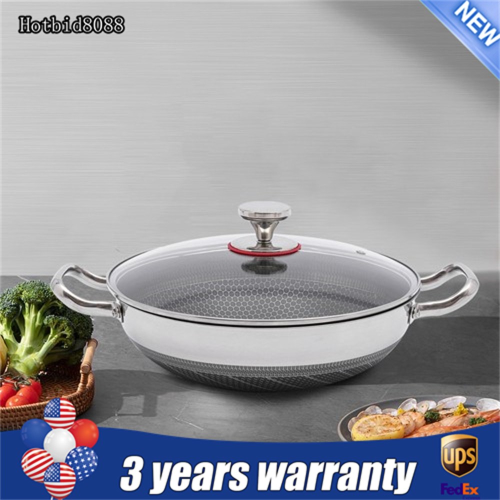 12-inch Stainless Steel Sauté Pan Skillet Non-stick Frying Pan With Lid