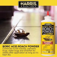 HARRIS Boric Acid Roach and Silverfish Killer Powder w/Lure for Insects (16oz).