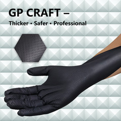 Heavy Duty 8 Mil Black Nitrile Disposable Gloves Raised Diamond Texture