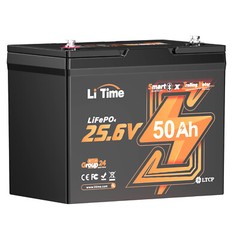LiTime 24V 50Ah TM Bluetooth LiFePO4 Lithium Battery For Trolling Motor Solar