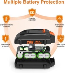 2PACK 8.0Ah For WORX 20V 8AH MAX Extend Lithium-Ion Battery WA3525 WA3575 WA3520