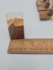 Modern Brutalist Wood & Resin Cabinet Drawer Knob set 12 Rectangular Shape READ