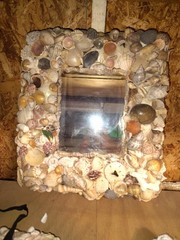 Handmade Shell Framed Square Multicolor Accent Mirrors Set Less Than 10in Each