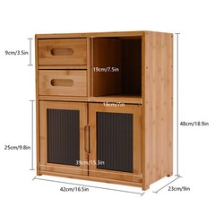 Bamboo Kitchen Countertop Cabinet Pantry Sideboard Storage Cabinet with Drawers