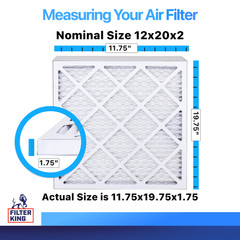 Filter King 12x20x2 Air Filter 12-PACK MERV 8 Actual Size 11.75 x 19.75 x .75″
