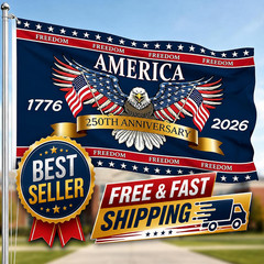3 Ply 250 Years America Flag – Double Sided Patriotic Eagle 3 X 5 Ft Anniversary